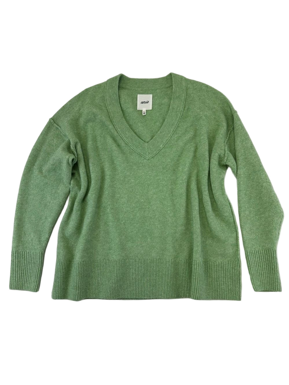aerie Vneck Oversize sweater Small  Mint drop Shoulder Casual